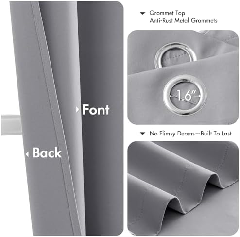 MIULEE Blackout Curtains for Bedroom 2 Panels 40 x 45 Inch Long Light Grey - Image 4