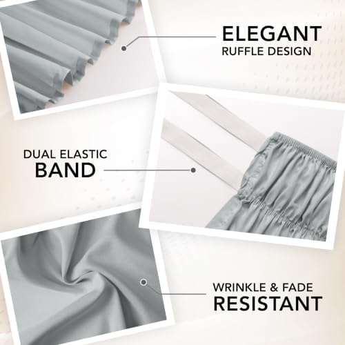 Wrap Around Queen Bed Skirt, Easy Fit Elastic Belt, 16Inch Drop, Light Grey - Image 6