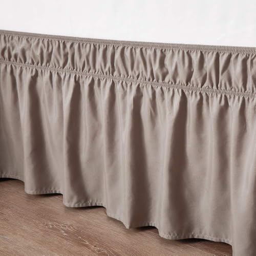 MEILA Wrap Around Elastic Bed Skirt for Queen & King Beds, 12" Drop, Taupe - Image 5