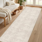 2'6''x10' Hallway Washable Runner Rug:Neutral Kitchen Carpet Beige - Image 2