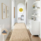 Ophanie 2x8 Runner Rug for Hallway,Upgrade Non-Slip Fluffy Soft Bedside Rugs,Bedroom Living Room Beige Shaggy Carpet for Kids Girls Boys Dorm Nursery Home Decor Aesthetic with Over 99 pcs Pile fibers by Ophanie