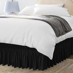 Wrap Around Queen Bed Skirt, Easy Fit Elastic Belt, 16 Inch Drop, Black - Image 2