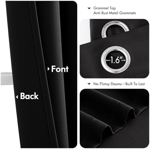 MIULEE Blackout Curtains for Bedroom 2 Panels 40 x 40 Inch Long Black - Image 4