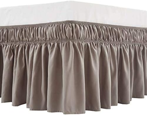 MEILA Wrap Around Elastic Bed Skirt for Twin & Full Beds, 16" Drop, Taupe by MEILA