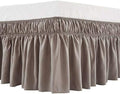 MEILA Wrap Around Elastic Bed Skirt for Twin & Full Beds, 16" Drop, Taupe by MEILA