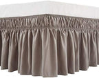 MEILA Wrap Around Elastic Bed Skirt for Queen & King Beds, 24" Drop,Taupe by MEILA