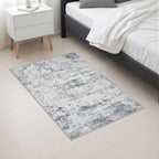 2x3 Washable Entryway Rug: Modern Abstract Soft Carpet Blue Grey - Image 5