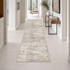 2.6x10 Washable Runner Rug:Modern Abstract Indoor Soft Carpet Taupe by FXRHLP