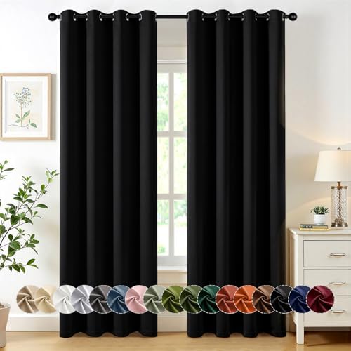 MIULEE Blackout Curtains for Bedroom 2 Panels 50 x 84 Inch Long Black by MIULEE