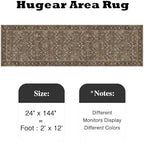 HUGEAR 2x12 Brown Vintage Floral Washable Runner Rug for Hallway - Image 2