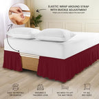 Wrap Around Queen Bed Skirt, Easy Fit Elastic Belt, 16 Inch Drop, Burgundy - Image 3