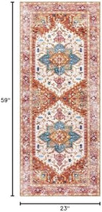 Yamaziot Washable Runner Rug, 2x5 Non-Slip Boho Vintage Hallway Kitchen Rug - Image 2