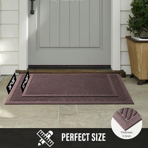 HIYARD Sturdy Front Door Mat, Absorbent Muddy Dirt Resist Welcome Door Mats Outdoor Indoor, Stain and Fade Resistant, Non-Slip Backing Entry Mat Low Profile Doormat for Entryway, 29×17, Coffee - Image 7