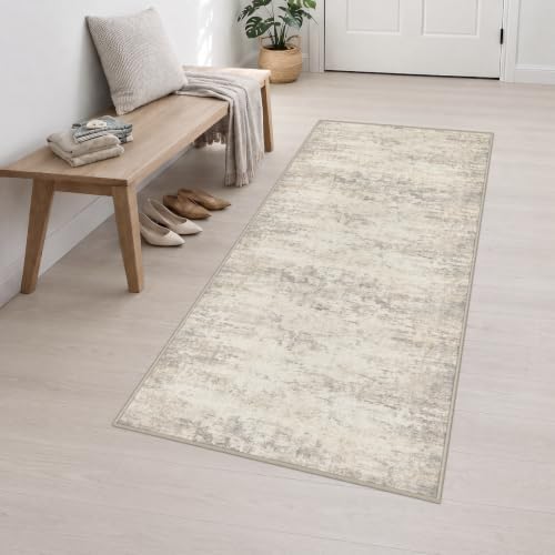 3x8 Washable Runner Rug：Modern Abstract Soft Carpet Brown Beige - Image 3