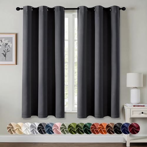 MIULEE Blackout Curtains for Bedroom 2 Panels 40 x 54 Inch Long Dark Grey by MIULEE