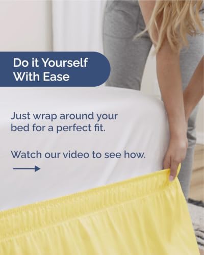 CGK Wrap Around Dust Ruffle Bed Skirt - Queen Size, 14" Inch, Yellow - Image 3