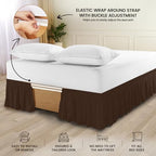 Wrap Around Queen Bed Skirt, Easy Fit Elastic Belt, 16 Inch Drop, Brown - Image 4