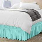 Wrap Around Queen Bed Skirt, Easy Fit Elastic Belt, 16 Inch Drop, Spa Blue - Image 2
