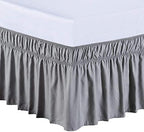 MEILA Wrap Around Elastic Bed Skirt for Twin & Full Beds, 16" Drop, Grey by MEILA