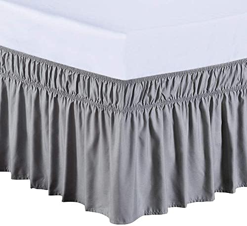 MEILA Wrap Around Elastic Bed Skirt for Twin & Full Beds, 16" Drop, Grey by MEILA