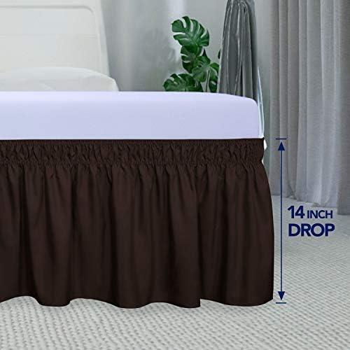 PureFit Wrap Around Ruffled Bed Skirt, Chocolate, Queen/King - 14" Drop - Image 6
