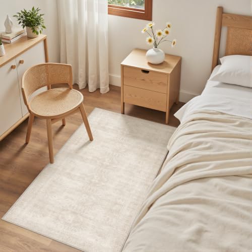 Washable Area Rugs 2x5: Neutral Living Room Bedroom Carpet Beige - Image 4