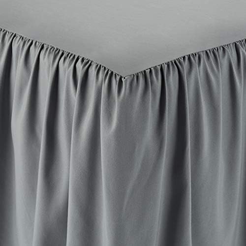 Amazon Basics Wrinkle Resistant Machine Washable Ruffled Bed Skirt, Fade Resistant 100% Microfiber with 16" Drop, Queen, Dark Grey - Image 3