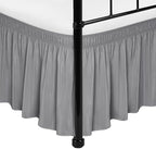 Wrap Around Bed Skirt Split Corners Twin & Twin XL-Dorm Elastic Dust Ruffle by Biscaynebay