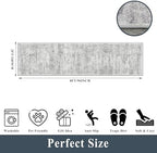Runner Rug 2x8 Washable Hallway: Non Slip Kitchen Runners with Rubber Backing Vintage Farmhouse Neutral Boho Cream Soft Carpet for Bathroom Bedroom Entryway, Grey/Ivory - Image 2