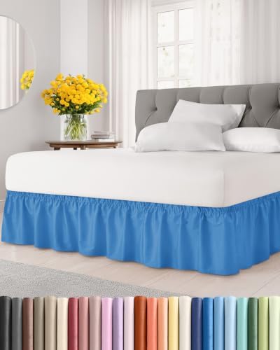 CGK Wrap Around Dust Ruffle Bed Skirt - King Size, 18" Inch, Royal Blue by CGKUnlimited