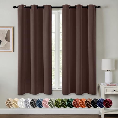 MIULEE Blackout Curtains for Bedroom 2 Panels 40 x 63 Inch Long Dark Brown by MIULEE