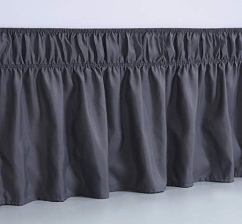 MEILA Wrap Around Bed Skirt for Queen & King Beds, 18" Drop,Dark Grey - Image 3