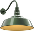 Steel Lighting Co. Large Outdoor Barn Light | Gooseneck Light Fixture | Made in America from 18-Gauge Steel | 20" Dome | 16" Gooseneck Hunter Green Exterior/Brass Interior