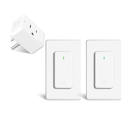 Remote Control Outlet,Greencycle 1 Remote Outlet and 2 Switches,Wireless Remote Control Outlet Plug,On/Off Light Switch Wall Mounted,500ft Range,15A 1500W for Household Appliances,No Wiring,White