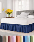 CGK Wrap Around Dust Ruffle Bed Skirt - King Size, 24" Inch, Navy Blue by CGKUnlimited