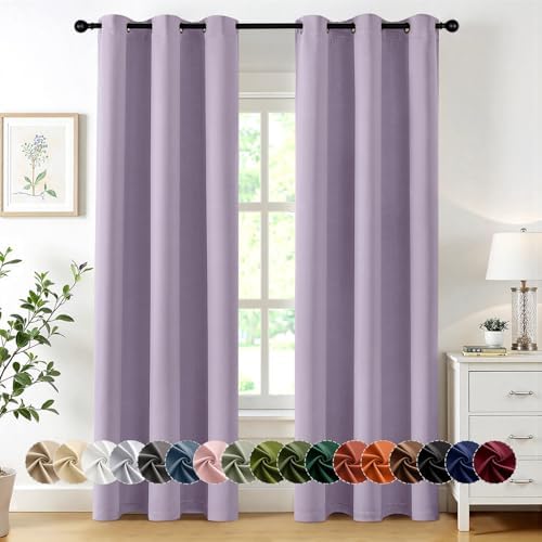 MIULEE Blackout Curtains for Bedroom 2 Panels 40 x 84 Inch Long Lilac by MIULEE