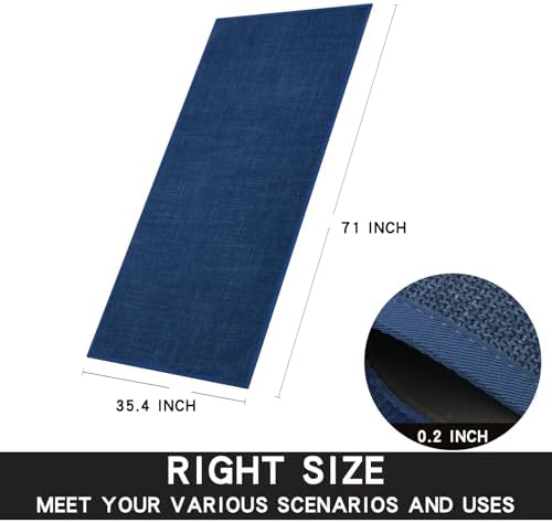Kitchen Mats Set of 2 PCS for Floor, Washable Non Slip Rugs, Dark Blue - Image 2