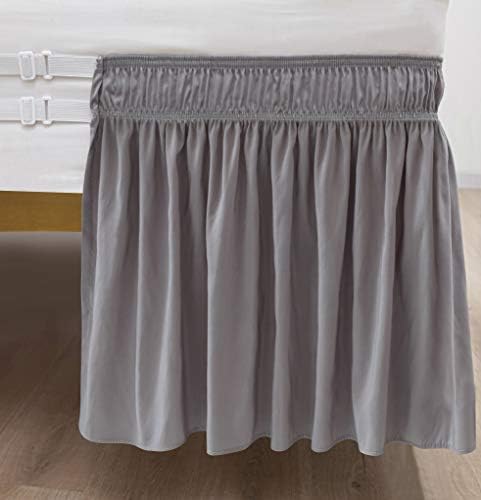 Wrap Around Queen Size Bed Skirt Split Corner 12" Drop-Elastic Dust Ruffle - Image 3