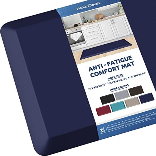 KitchenClouds Kitchen Mat Cushioned Anti Fatigue Kitchen Rug 0.8inch Waterproof Non Slip Kitchen Rugs and Mats Standing Desk Mat Comfort Floor Mats for Kitchen Sink Office (17.3"x39",Blue) by KitchenClouds