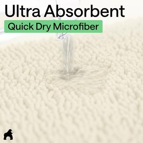 GORILLA GRIP Bath Rug Mat for Bathroom, Thick Chenille, 48x17 Ivory Cream - Image 5