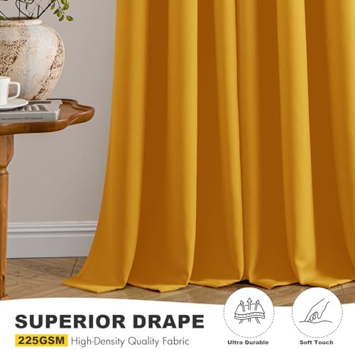 MIULEE Blackout Curtains for Bedroom 2 Panel 40x72 Inch Long Mustard Yellow - Image 5