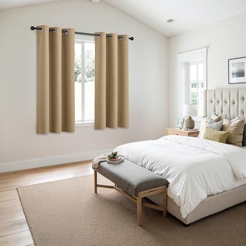 MIULEE Blackout Curtains for Bedroom 2 Panels 40 x 54 Inch Long Taupe Brown - Image 6
