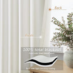 Guken 100% Blackout Linen Curtains 94 Inch Long for Bedroom 2 Panels Ivory - Image 4