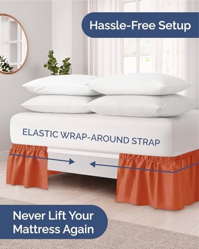 CGK Wrap Around Dust Ruffle Bed Skirt - Full Size, 9" Inch, Terracotta - Image 2