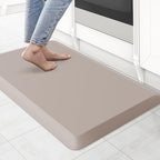 KitchenClouds Kitchen Mat Cushioned Anti Fatigue Kitchen Rug 0.8inch Waterproof Non Slip Kitchen Rugs and Mats Standing Desk Mat Comfort Floor Mats for Kitchen Sink Office (17.3"x28",Khaki) by KitchenClouds