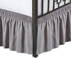 Wrap Around Queen Size Bed Skirt Split Corner 12" Drop-Elastic Dust Ruffle by Biscaynebay