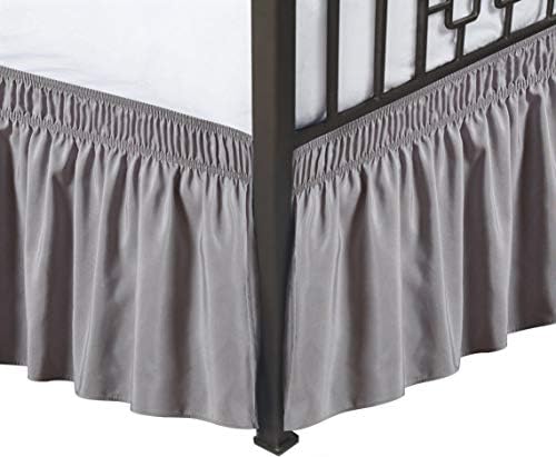 Wrap Around Queen Size Bed Skirt Split Corner 12" Drop-Elastic Dust Ruffle by Biscaynebay