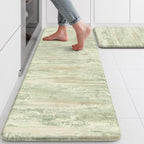KIMODE Kitchen Mats for Floor, Light Green Aabstract Kitchen Rugs Sets of 2 by StayinComfortCookwithJoy