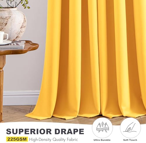 MIULEE Blackout Curtains for Bedroom 2 Panels 40 x 54 Inch Long Yellow - Image 5