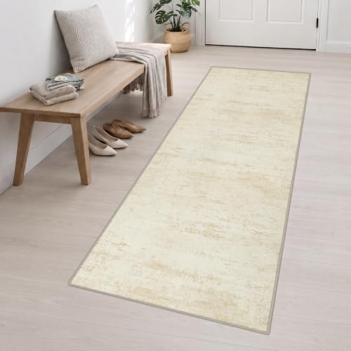 3x10 Washable Runner Rug：Modern Abstract Kitchen Soft Carpet Beige - Image 3